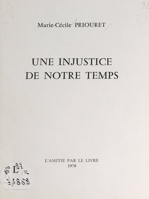 cover image of Une injustice de notre temps